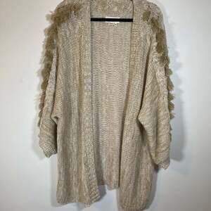 Anthropologie Braided-Sleeve Cardigan